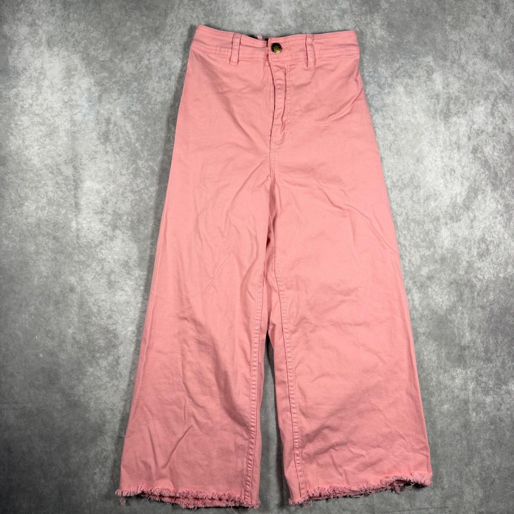 Billabong Pink Wide Leg Frayed Hem Jeans Tag 30 Modified Fits 24x23 Custom